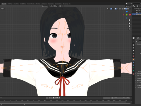 Sayuri School Girl Fully Rigged Anime Girl Low-poly Modelo 3D