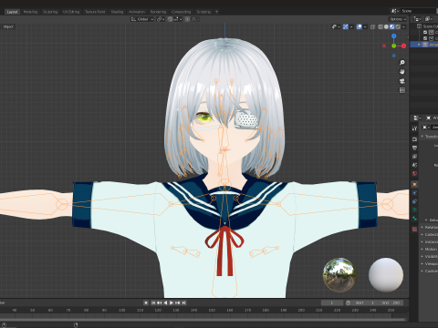 Eyepatch Anime School Girl Fully Rigged Modelo 3D