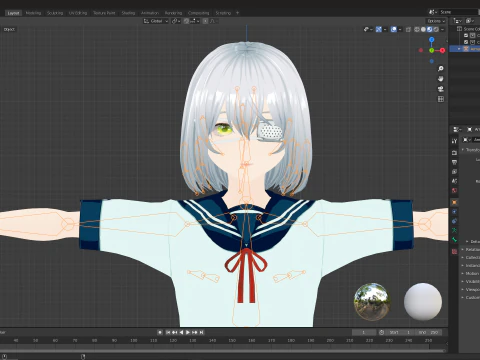 Eyepatch Anime School Girl Fully Rigged 3D Model