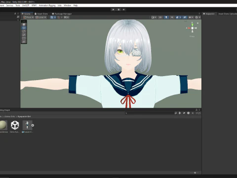 Eyepatch Anime School Girl Fully Rigged 3D Model