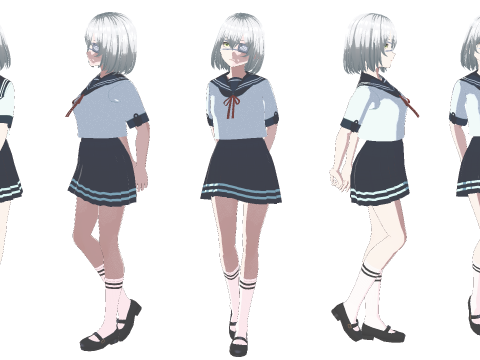 Eyepatch Anime School Girl Fully Rigged Modelo 3D