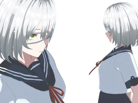 Eyepatch Anime School Girl Fully Rigged 3D Model