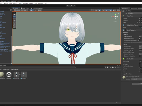 Eyepatch Anime School Girl Fully Rigged 3D Model