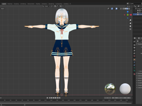 Eyepatch Anime School Girl Fully Rigged Modelo 3D