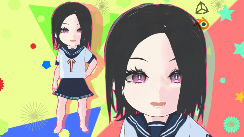 Chibi Anime School Girl Cute Stylized Rigged Character for Blender Unity VRM 3D-Modell .c4d .max .obj .3ds .fbx .stl .blend
