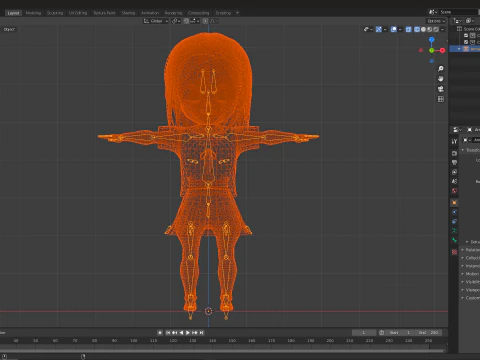 Chibi Anime Okul Kızı Blender Unity VRM i&ccedil;in Sevimli Stilize Donanımlı Karakter 3D Model