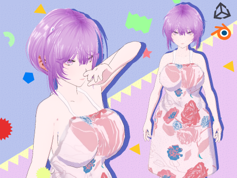 Hot Anime Mommy in Apron - Full Rigged Modello 3D
