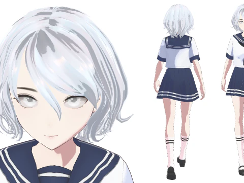Yuzuki Fully Rigged Anime Model - Pack of 3 3D Model
