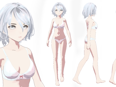 Yuzuki Fully Rigged Anime Model - Pack of 3 3D 模型