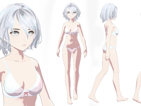 Yuzuki Fully Rigged Anime Model - Pack of 3 3D Model