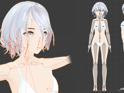 Yuzuki Fully Rigged Anime Model - Pack of 3 3D 模型