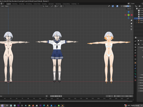 Yuzuki Fully Rigged Anime Model - Pack of 3 3D 模型