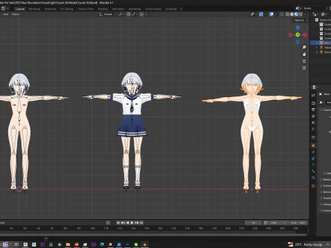 Yuzuki Fully Rigged Anime Model - Pack of 3 3D Model