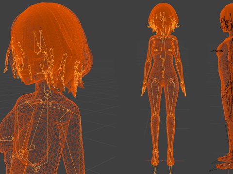 Yuzuki Fully Rigged Anime Model - Pack of 3 3D 模型