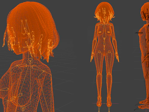 Yuzuki Fully Rigged Anime Model - Pack of 3 3D Model