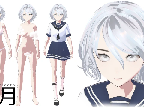 Yuzuki Fully Rigged Anime Model - Pack of 3 3D Model
