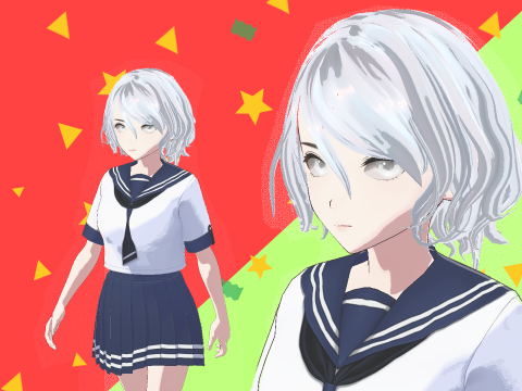 Yuzuki Fully Rigged Anime Model - Pack of 3 Model 3D