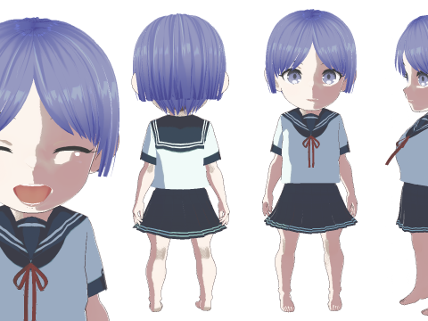 Anime Chibi School Girl 2 Ariako 3D-Modell
