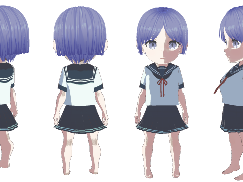 Anime Chibi School Girl 2 Ariako 3D-Modell
