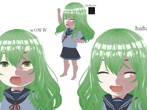 Anime Chibi School Girl 3 Saniko 3D Модель