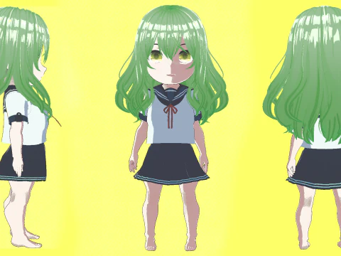 Anime Chibi School Girl 3 Saniko 3D Model