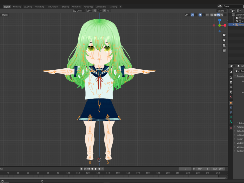Anime Chibi School Girl 3 Saniko 3D Модель