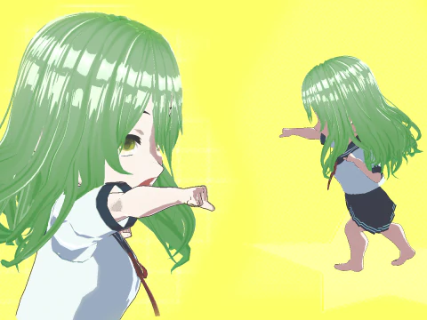 Anime Chibi School Girl 3 Saniko 3D Model