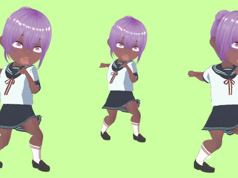 Anime Chibi School Girl 4 Naiko chan 3D Model
