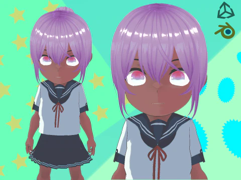 Anime Chibi School Girl 4 Naiko chan Modelo 3D
