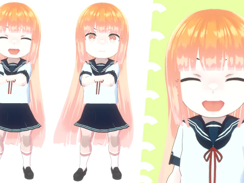 Anime Chibi School Girl 5 Chi-chan 3D Model
