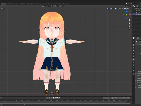 Anime Chibi School Girl 5 Chi-chan 3D Model