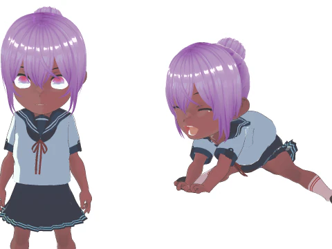 5 Chibi School Girls Pack Fully Rigged 3D Model