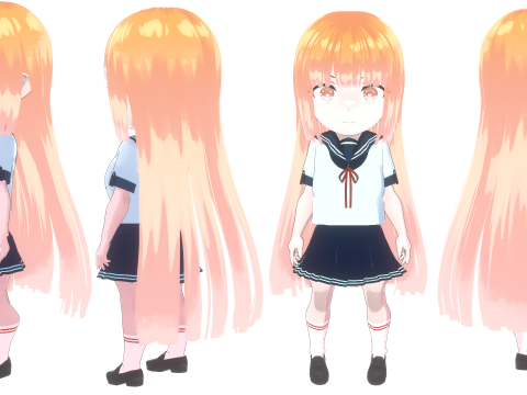 5 Chibi School Girls Pack Fully Rigged Modelo 3D