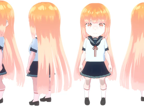 5 Chibi School Girls Pack Fully Rigged 3D Model