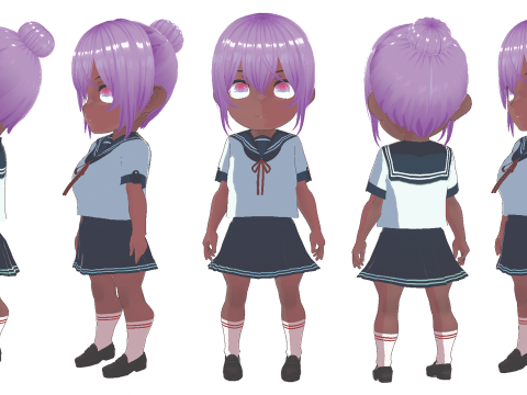 5 Chibi School Girls Pack Fully Rigged Modelo 3D