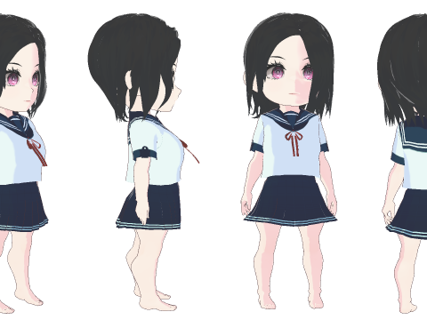 5 Chibi School Girls Pack Fully Rigged Modelo 3D