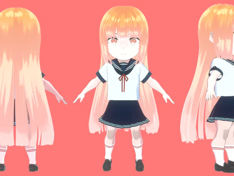 5 Chibi School Girls Pack Fully Rigged 3D Model