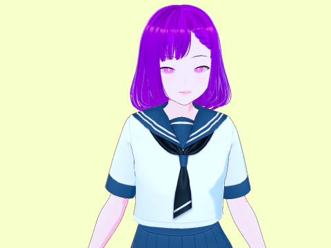 Anime School Girl Aki Fully Rigged 3D Model