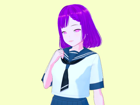 Anime School Girl Aki Fully Rigged 3D Model