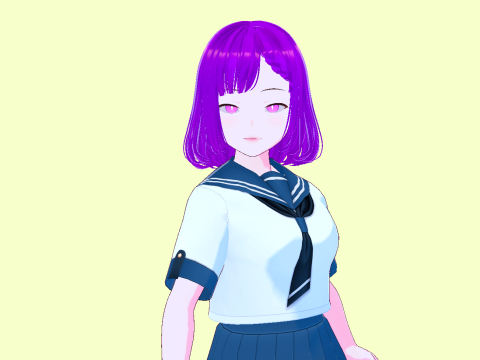 Anime School Girl Aki Fully Rigged Model 3D
