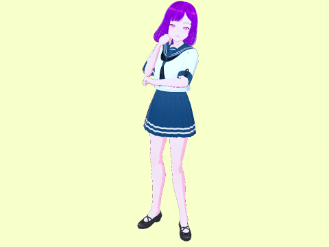 Anime School Girl Aki Fully Rigged Model 3D