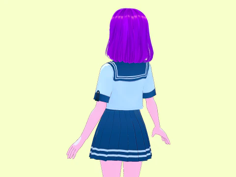 Anime School Girl Aki Fully Rigged 3D Model