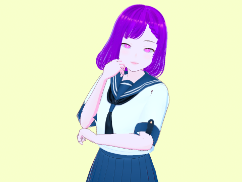 Anime School Girl Aki Fully Rigged Model 3D
