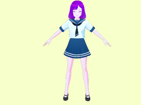 Anime School Girl Aki Fully Rigged 3D Model