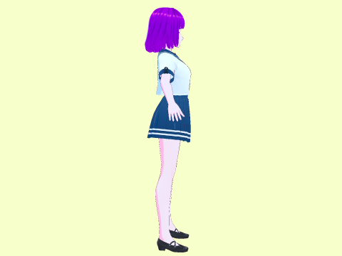 Anime School Girl Aki Fully Rigged Model 3D