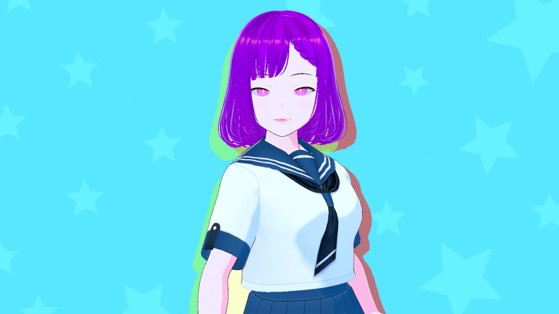 Anime School Girl Aki Fully Rigged Model 3D .c4d .max .obj .3ds .fbx .stl .blend 