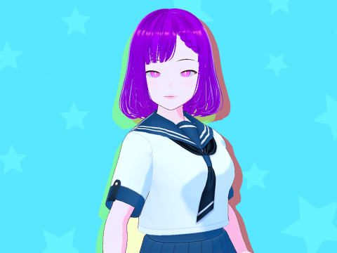 Anime School Girl Aki Fully Rigged Model 3D
