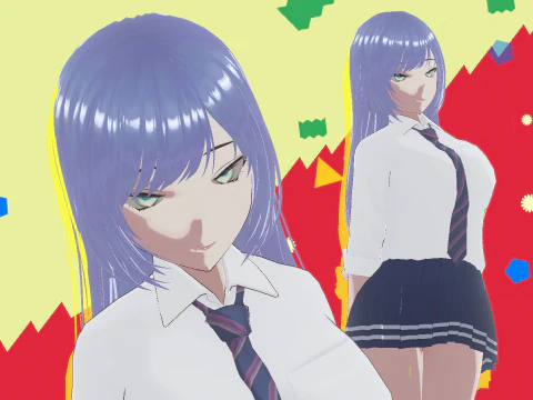 Professor de escola de anime quente totalmente equipado Modelo 3D