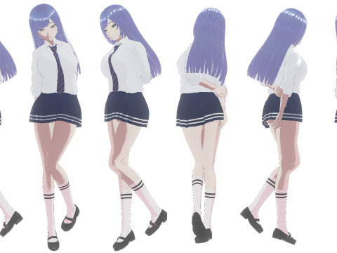 Hot Anime School Teacher Fully Rigged Model 3D