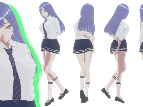 Hot Anime School Teacher Fully Rigged Model 3D